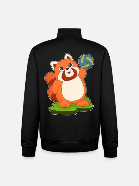 Red Panda Volleyball Player Volleyball - Unisex Organic Zip Sweatshirt by Stanley/Stella - black