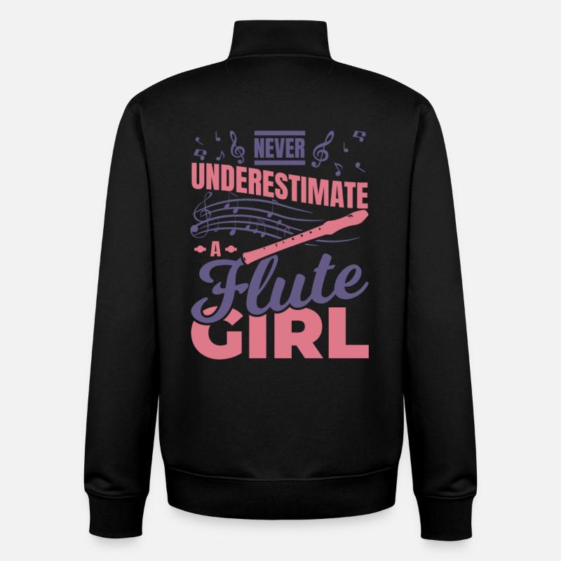 Never underestimate a flute girl - Unisex Organic Zip Sweatshirt by Stanley/Stella - black