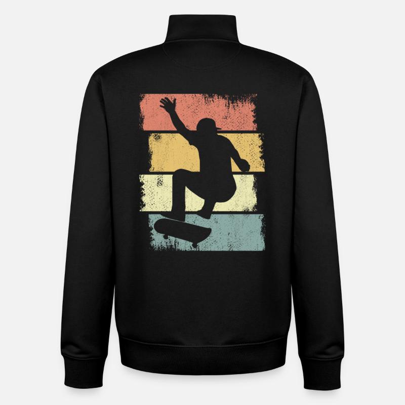 Skateboard Junge Zeichnung - Unisex Organic Zip Sweatshirt von Stanley/Stella - Schwarz