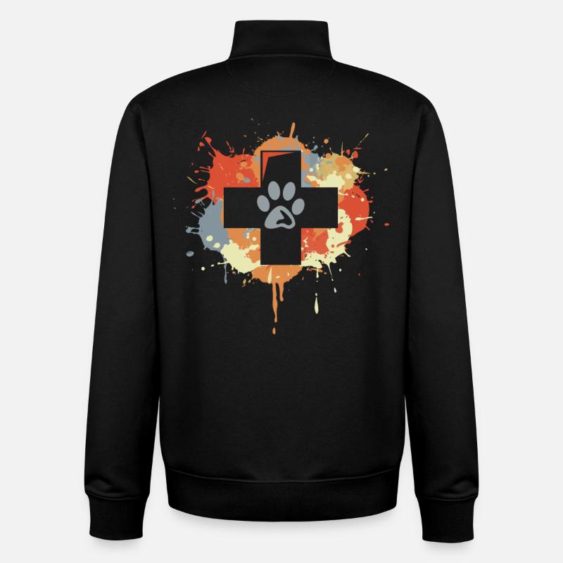 Dessin de premiers secours vétérinaire - Sweat zippé unisexe en coton bio Stanley/Stella - noir