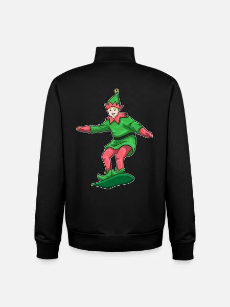 Snowboard de Noël Elf - Sweat zippé unisexe en coton bio Stanley/Stella - noir