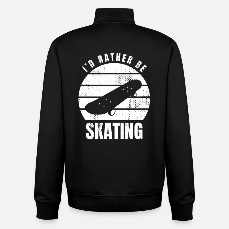 I'd rather skate - Unisex Organic Zip Sweatshirt by Stanley/Stella - black