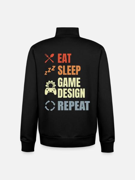 Eat Sleep Game Design Répéter - Sweat zippé unisexe en coton bio Stanley/Stella - noir