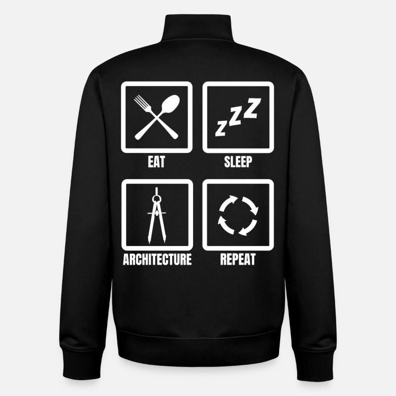 Manger Sommeil Architecture Répéter - Sweat zippé unisexe en coton bio Stanley/Stella - noir