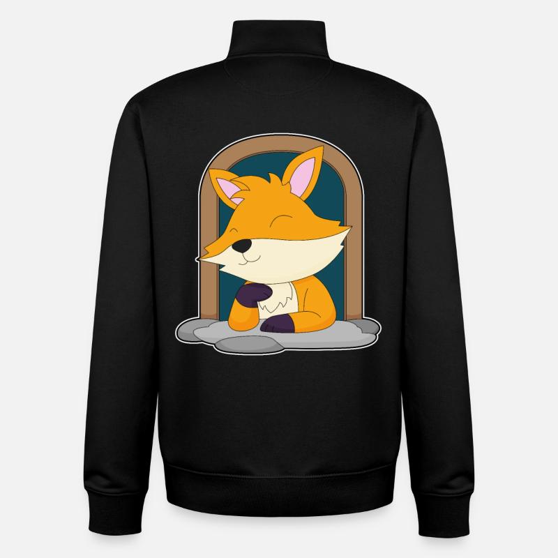 Cute Fox - Unisex Organic Zip Sweatshirt by Stanley/Stella - black