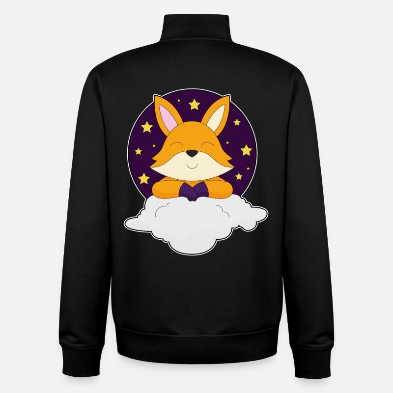 Fuchs Nacht Wolken Sterne - Unisex Organic Zip Sweatshirt von Stanley/Stella - Schwarz