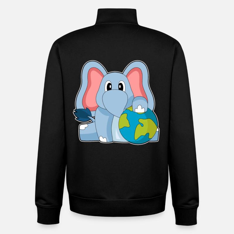 Elefant Erdkugel - Unisex Organic Zip Sweatshirt von Stanley/Stella - Schwarz