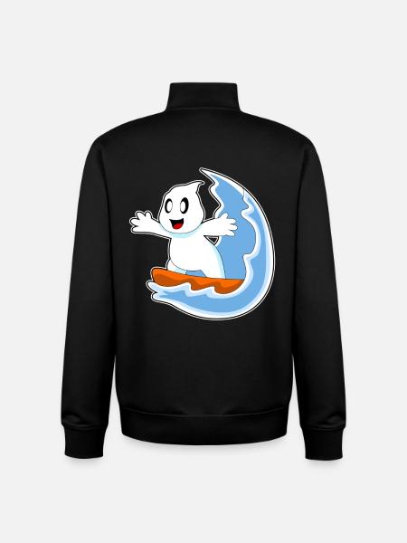 Surf Halloween des Fantômes - Sweat zippé unisexe en coton bio Stanley/Stella - noir