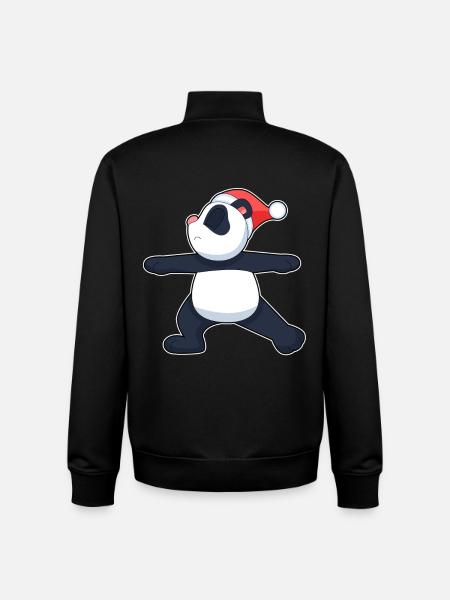 Yoga de Noël Panda - Sweat zippé unisexe en coton bio Stanley/Stella - noir