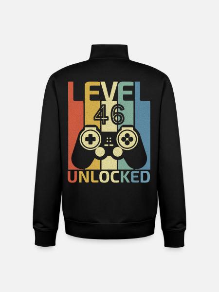 Level 46 Unlocked Funny Video Gamer 46Th Birthday - Unisex Organic Zip Sweatshirt by Stanley/Stella - black
