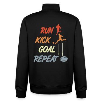 Rugby Motivation - Unisex Organic Zip Sweatshirt by Stanley/Stella - black - Back - AI Model Male 185 light (185cm)