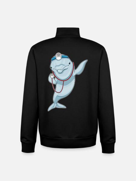 Stéthoscope Dolphin Doctor - Sweat zippé unisexe en coton bio Stanley/Stella - noir