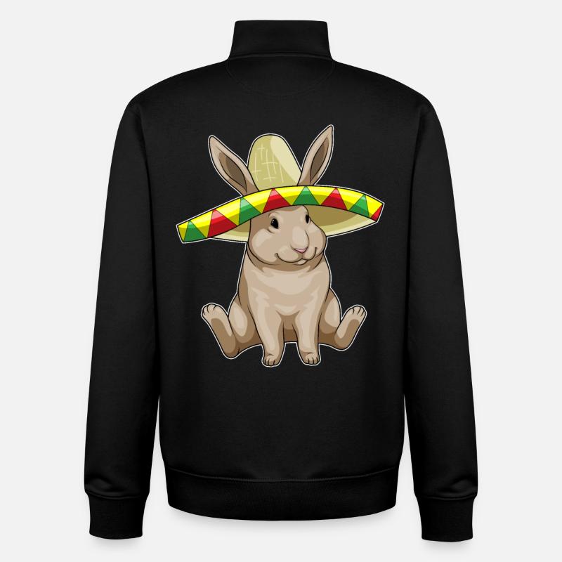 Chapeau mexicain lapin - Sweat zippé unisexe en coton bio Stanley/Stella - noir