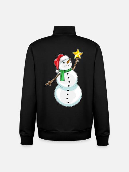 Snowman Christmas Poinsettia - Unisex Organic Zip Sweatshirt by Stanley/Stella - black