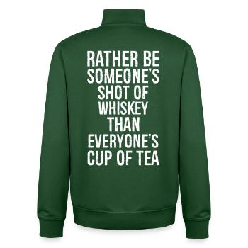 rather be someone's shot of funny shirt - Sweat zippé unisexe en coton bio Stanley/Stella - vert bouteille - Dos - AI Model Male 185 dark (185cm)