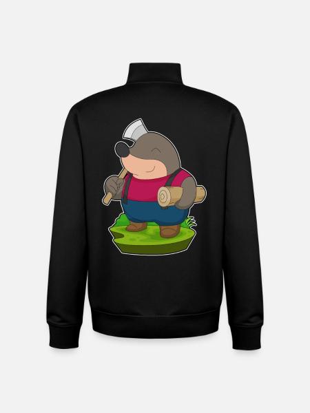 Mole Lumberjack Axe Forest - Unisex Organic Zip Sweatshirt by Stanley/Stella - black