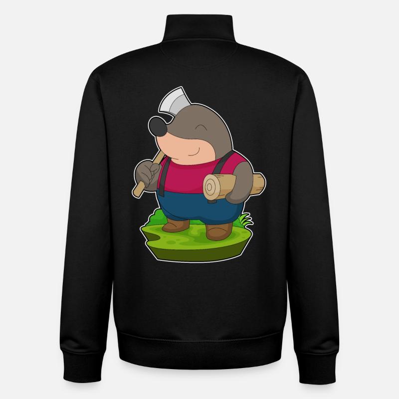 Mole Lumberjack Axe Forest - Unisex Organic Zip Sweatshirt by Stanley/Stella - black