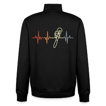 Pipe Wrench Heart Palpitations - Unisex Organic Zip Sweatshirt by Stanley/Stella - black - Back - AI Model Male 185 light (185cm)