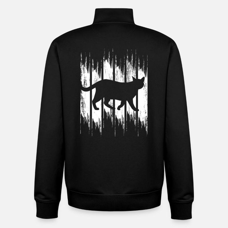 Drôle de chat - Sweat zippé unisexe en coton bio Stanley/Stella - noir