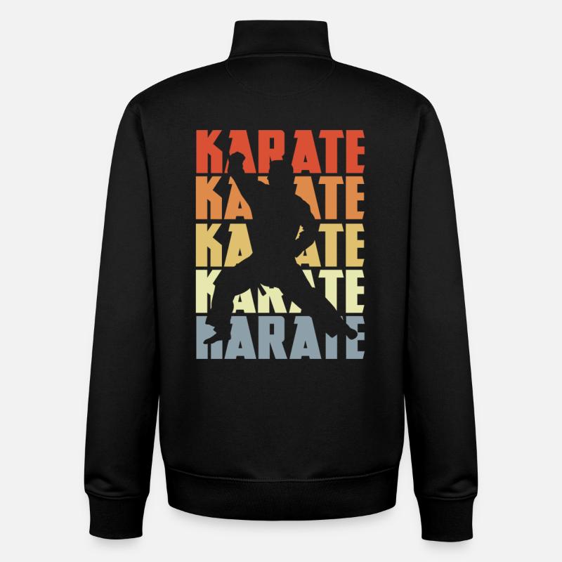 Karaté rétro - Sweat zippé unisexe en coton bio Stanley/Stella - noir