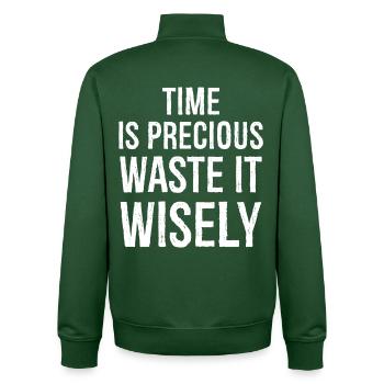 Zeit ist kostbar lustiges Hemd - Unisex Organic Zip Sweatshirt von Stanley/Stella - Flaschengrün - Hinten - AI Model Male 185 dark (185cm)