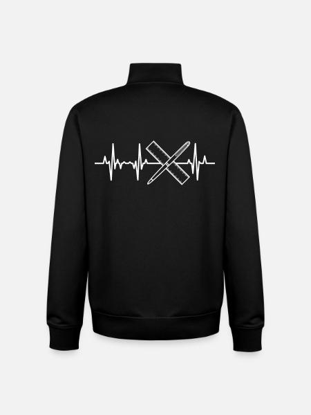 Pen and Ruler Heartbeat - Unisex Organic Zip Sweatshirt by Stanley/Stella - black