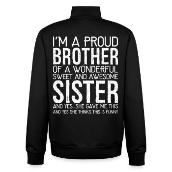 Ich bin ein stolzer Bruder eines wundervollen, süßen, lustigen - Unisex Organic Zip Sweatshirt von Stanley/Stella - Schwarz - Hinten - AI Model Male 185 light (185cm)