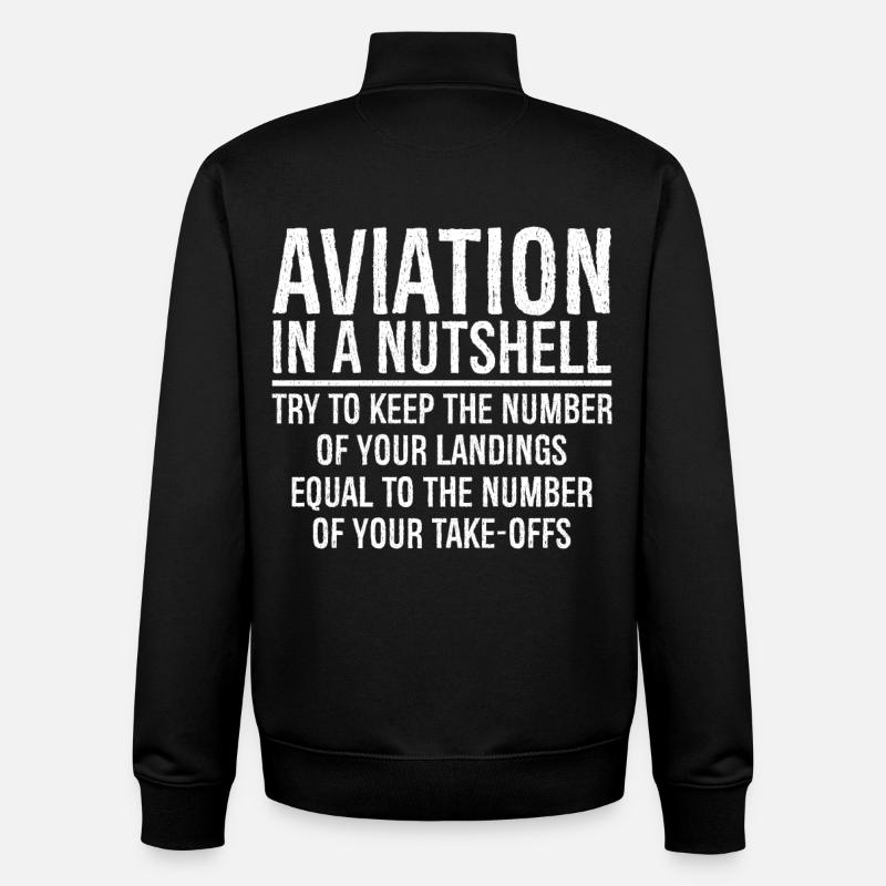 Aviation In A Nutshell Funny - Unisex Organic Zip Sweatshirt by Stanley/Stella - black