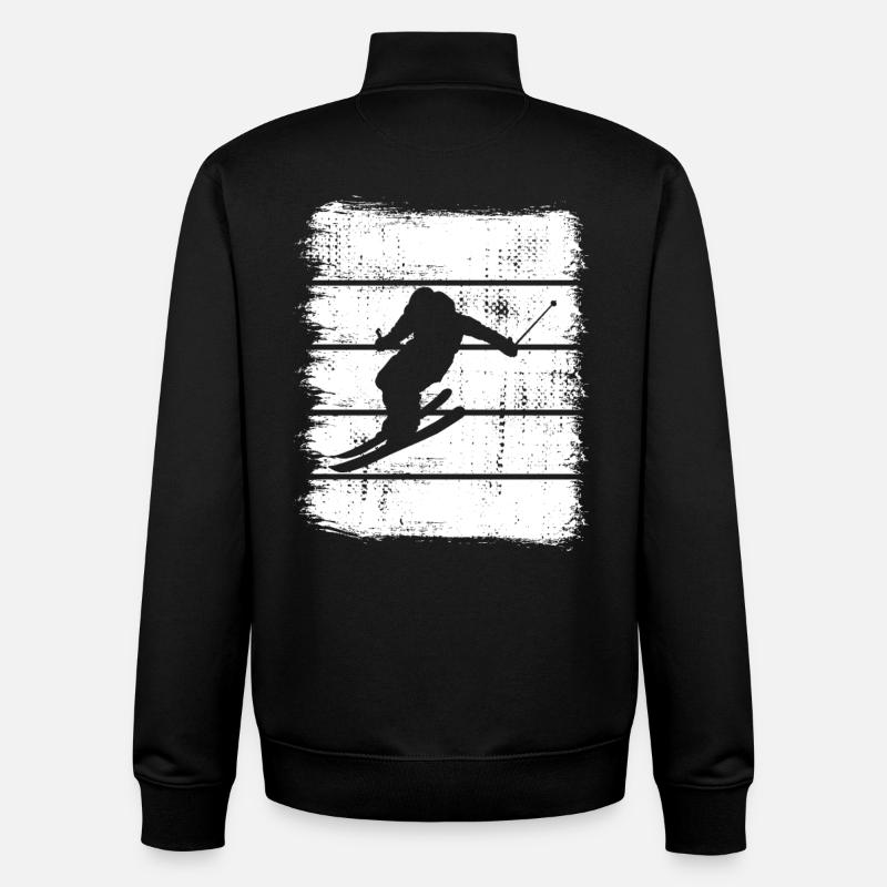 Dessin de skieur - Sweat zippé unisexe en coton bio Stanley/Stella - noir