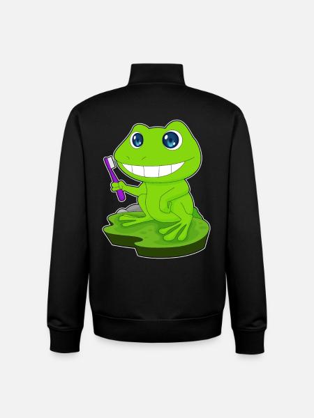 Frog Toothbrush - Unisex Organic Zip Sweatshirt by Stanley/Stella - black