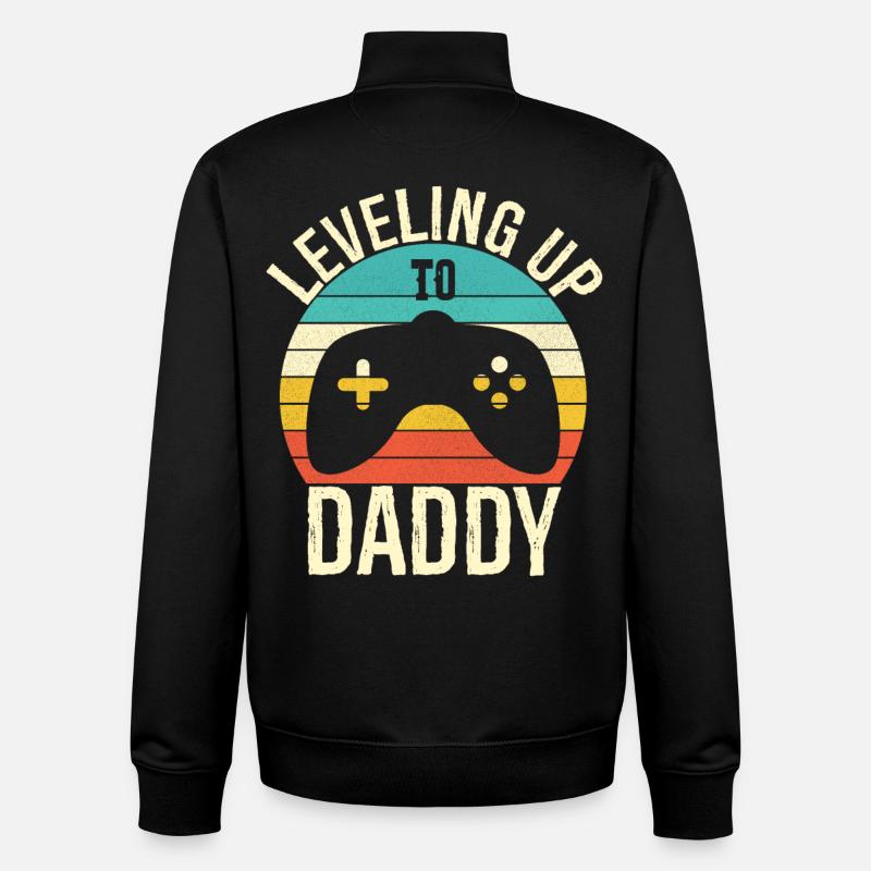 Leveling up to daddy - Unisex Organic Zip Sweatshirt by Stanley/Stella - black