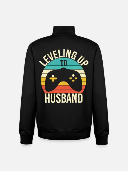 Leveling up to husband - Unisex Organic Zip Sweatshirt by Stanley/Stella - black