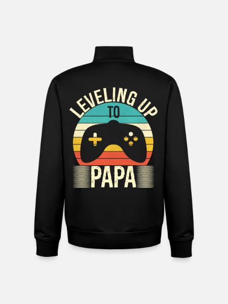 Leveling up to dad - Unisex Organic Zip Sweatshirt by Stanley/Stella - black