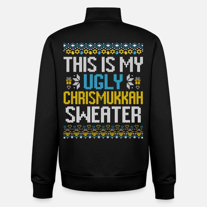 Joyeux Noël Noël Hanoukka Noël - Sweat zippé unisexe en coton bio Stanley/Stella - noir