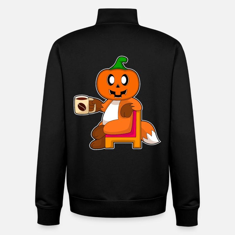 Fuchs Halloween Kürbis Kaffee - Unisex Organic Zip Sweatshirt von Stanley/Stella - Schwarz