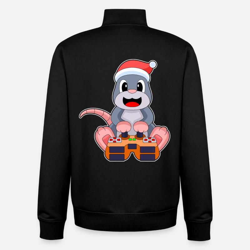 Taupe Noël Gamer - Sweat zippé unisexe en coton bio Stanley/Stella - noir