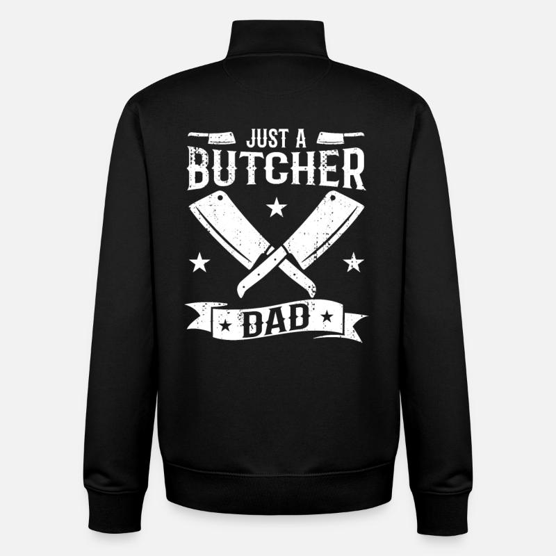 Juste un père de boucher - Sweat zippé unisexe en coton bio Stanley/Stella - noir