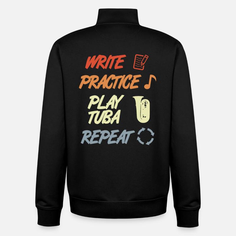 Tuba Motivation - Sweat zippé unisexe en coton bio Stanley/Stella - noir