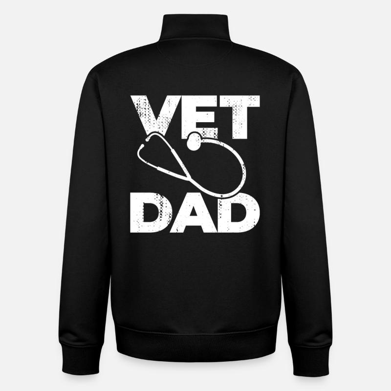 Papa vétérinaire - Sweat zippé unisexe en coton bio Stanley/Stella - noir
