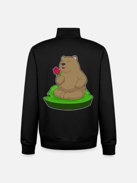 Bear Rose - Sweat zippé unisexe en coton bio Stanley/Stella - noir