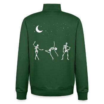 Dancing Skeletons Stars Moon Night - Unisex Organic Zip Sweatshirt by Stanley/Stella - bottle green - Back - AI Model Male 185 dark (185cm)