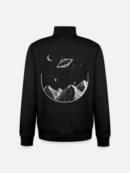 Mountains Night Sky UFO - Unisex Organic Zip Sweatshirt by Stanley/Stella - black