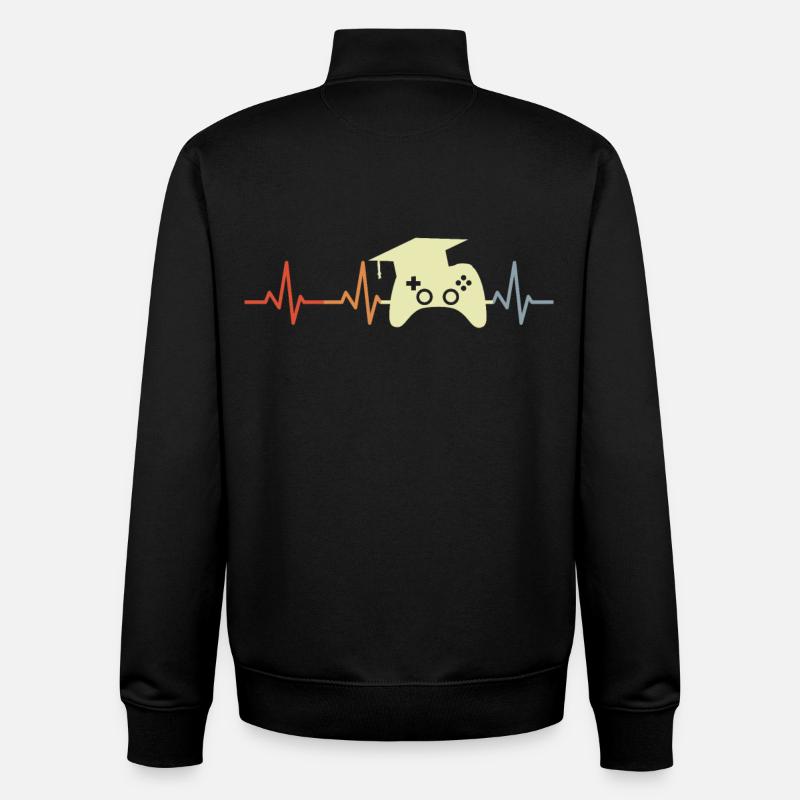 Game Programmer Heartbeat - Unisex Organic Zip Sweatshirt by Stanley/Stella - black