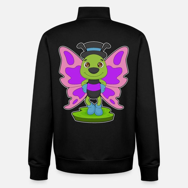 Chapeau papillon - Sweat zippé unisexe en coton bio Stanley/Stella - noir