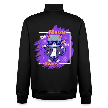 Coole Katze mit Sonnenbrille. Meow - Unisex Organic Zip Sweatshirt von Stanley/Stella - Schwarz - Hinten - AI Model Male 185 light (185cm)