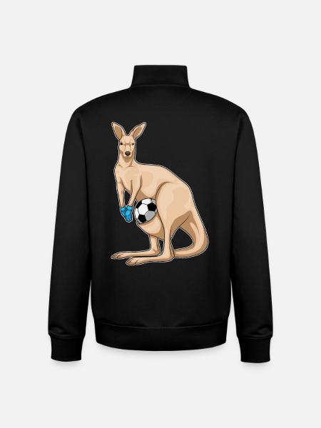 Kangaroo Goalkeeper Soccer - Unisex Organic Zip Sweatshirt by Stanley/Stella - black