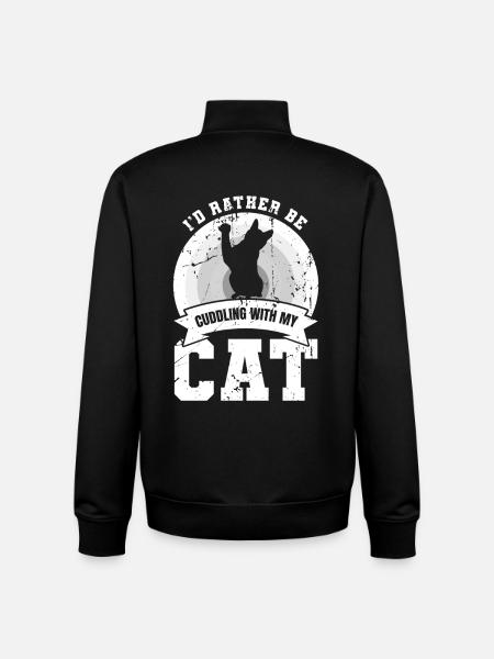 I'd cuddle with my cat - Unisex Organic Zip Sweatshirt by Stanley/Stella - black