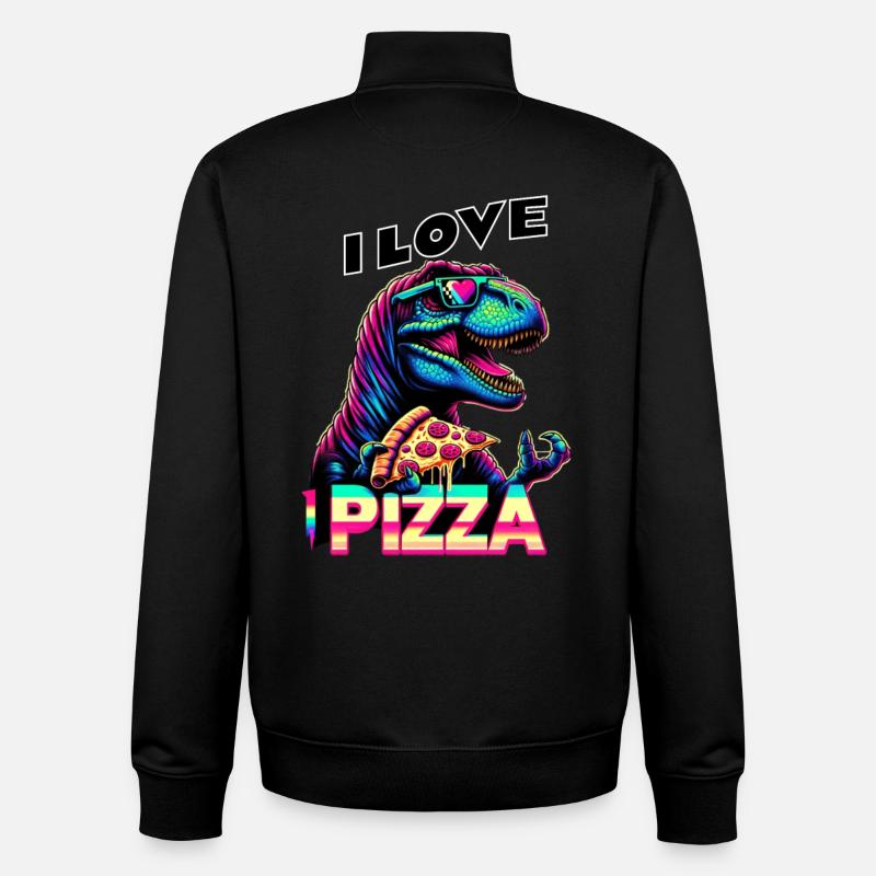 Dinosaur Pizza Retro - Unisex Organic Zip Sweatshirt by Stanley/Stella - black