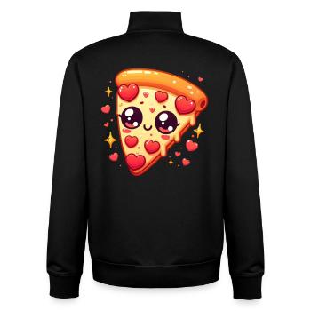 Kawaii Pizza Liebe Herzhafter Genuss Valentinstag - Unisex Organic Zip Sweatshirt von Stanley/Stella - Schwarz - Hinten - AI Model Male 185 light (185cm)