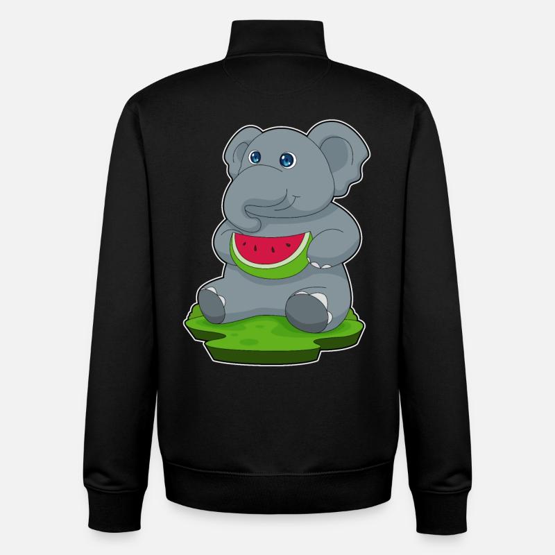 Pastèque éléphant - Sweat zippé unisexe en coton bio Stanley/Stella - noir